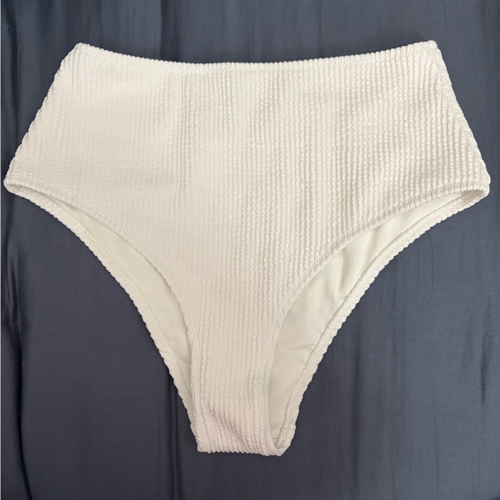 Aerie White Ribbed Bikini Bottom
